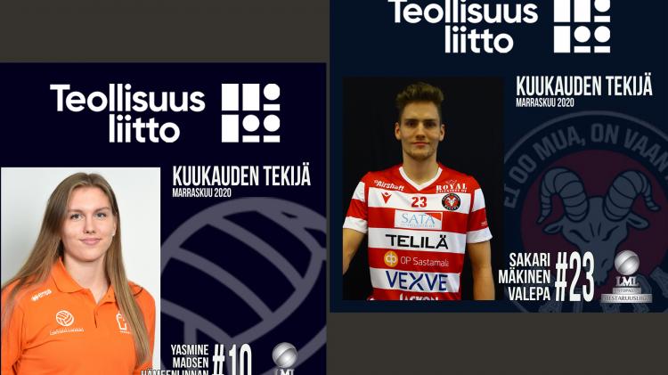 Madsen ja Mäkinen lentopallon Mestaruusliigan marraskuun Teollisuusliiton Kuukauden Tekijät